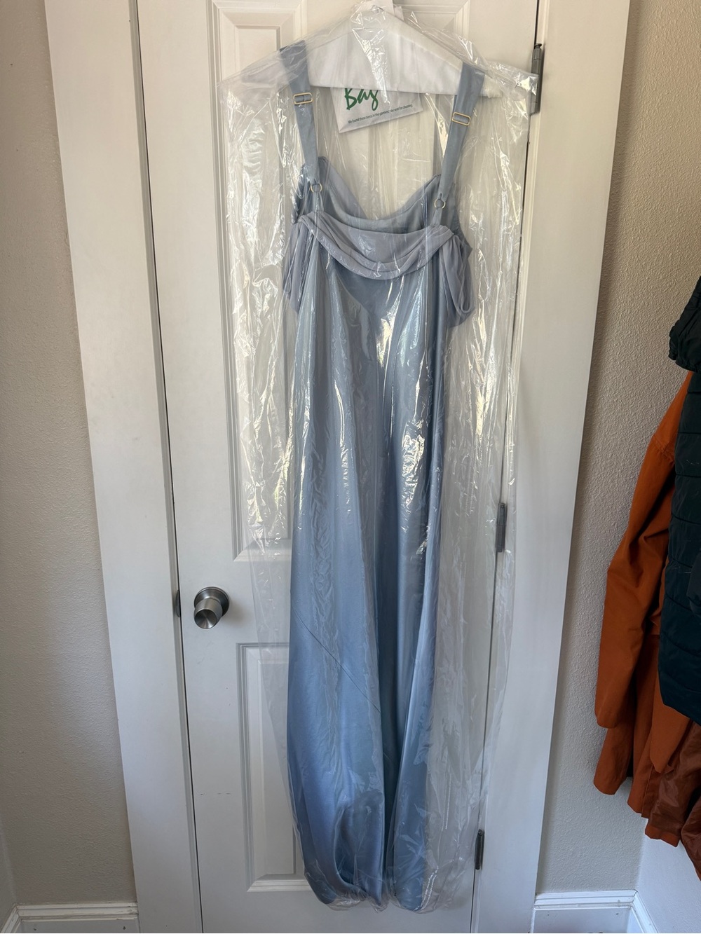 Show Me Your MuMu Satin Bella Maxi Dress in Steel Blue - Picture 7 of 12